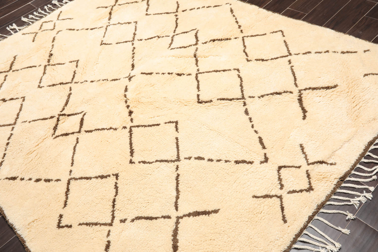 6x9 Ivory, Brown, Color Hand Woven All-Over 100% Wool Traditional Oriental Rug