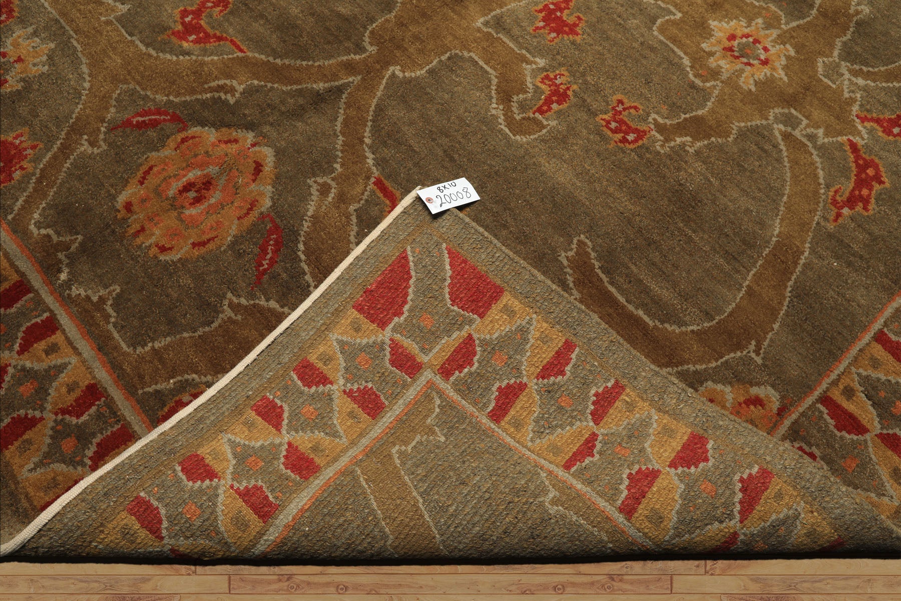 8x10 Moss, Gold, Red Color Hand Knotted Tibetan Wool Arts & Crafts Oriental Rug