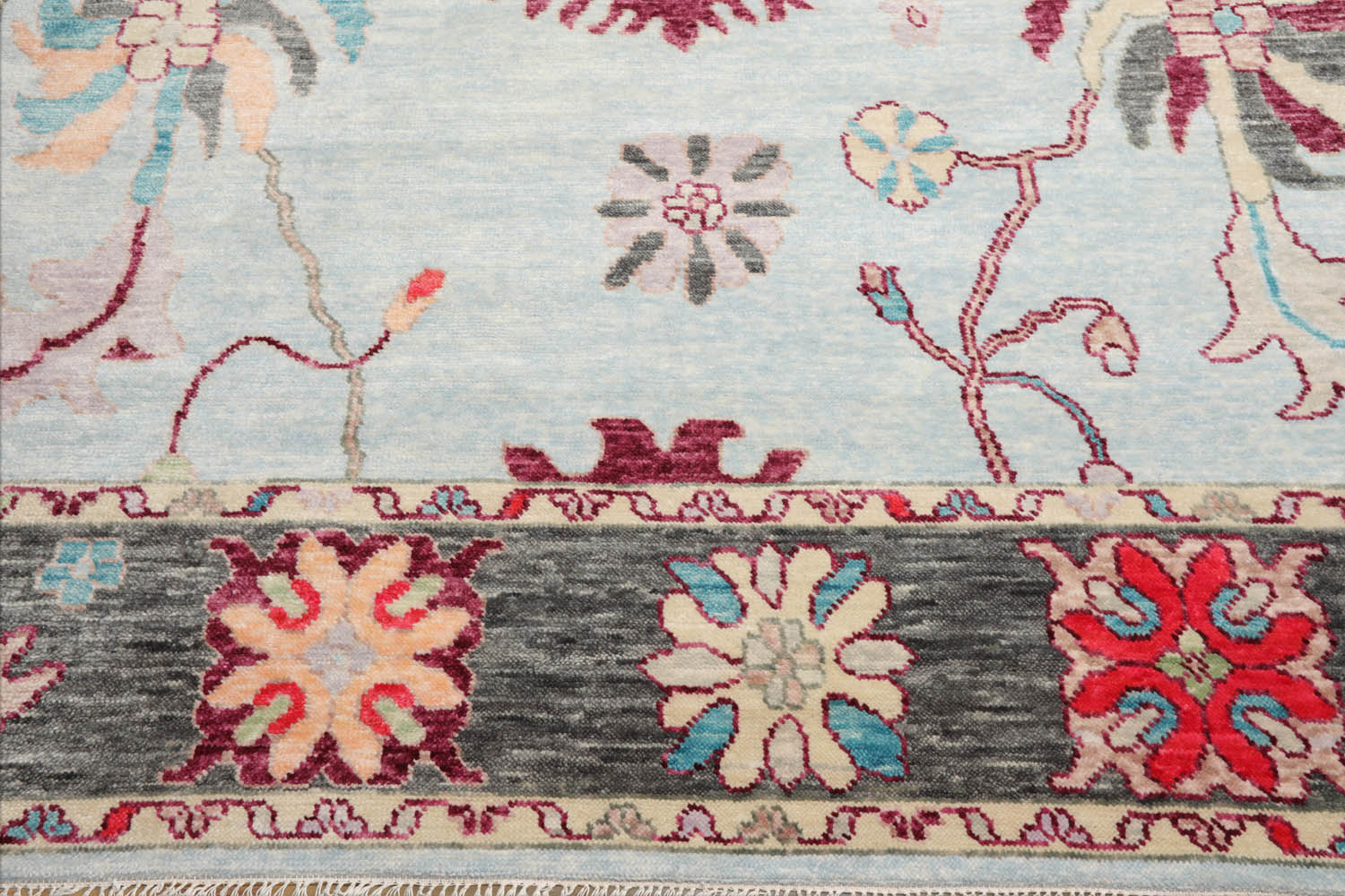 9x12 Aqua, Gray, Peach Color Hand Tufted Persian Wool Modern & Contemporary Oriental Rug