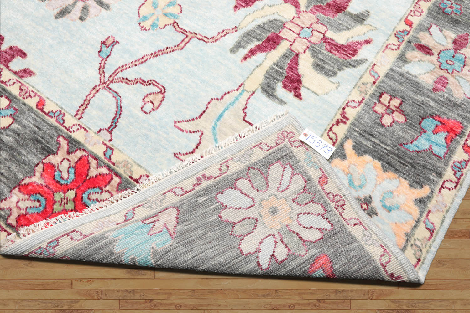 9x12 Aqua, Gray, Peach Color Hand Tufted Persian Wool Modern & Contemporary Oriental Rug