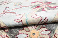 9x12 Aqua, Gray, Peach Color Hand Tufted Persian Wool Modern & Contemporary Oriental Rug