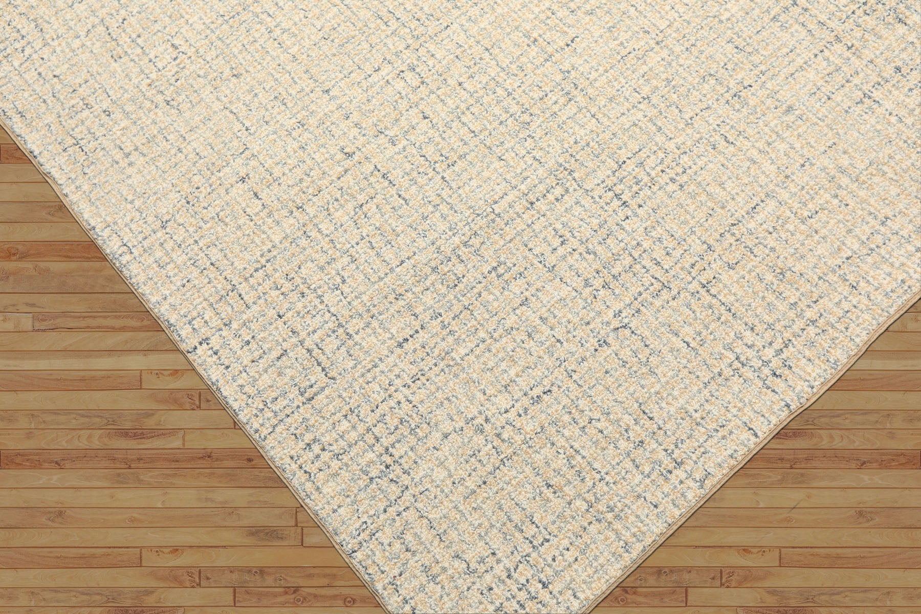 Multi Size Ivory Beige Blue Color Hand Loomed  Wool Contemporary Oriental Rug