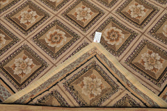 8x10 Beige, Ivory, Green Color Hand Woven French Aubusson Needlepoint wool Traditional Oriental Rug