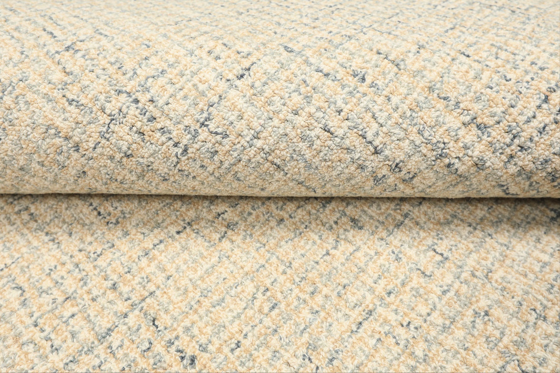 Multi Size Ivory Beige Blue Color Hand Loomed  Wool Contemporary Oriental Rug
