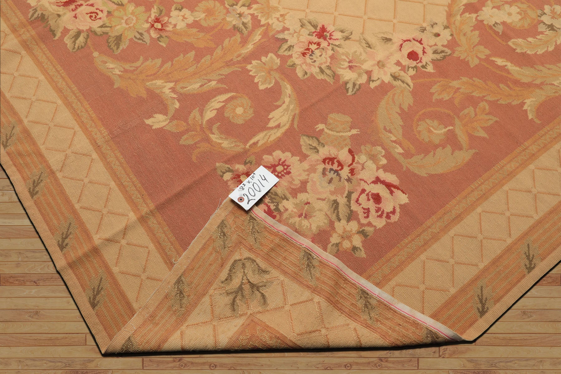 8x10 Light Gold, Blush, Rust Color Hand Woven French Aubusson Needlepoint Wool Traditional Oriental Rug