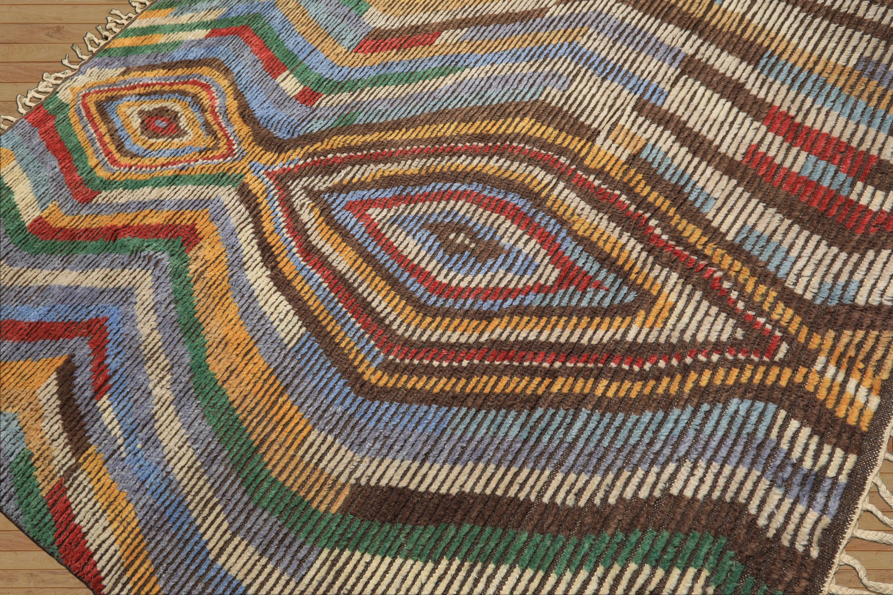 8x10 Ivory, Gold, Brown Color Hand Knotted Moroccan Wool Modern & Contemporary Oriental Rug