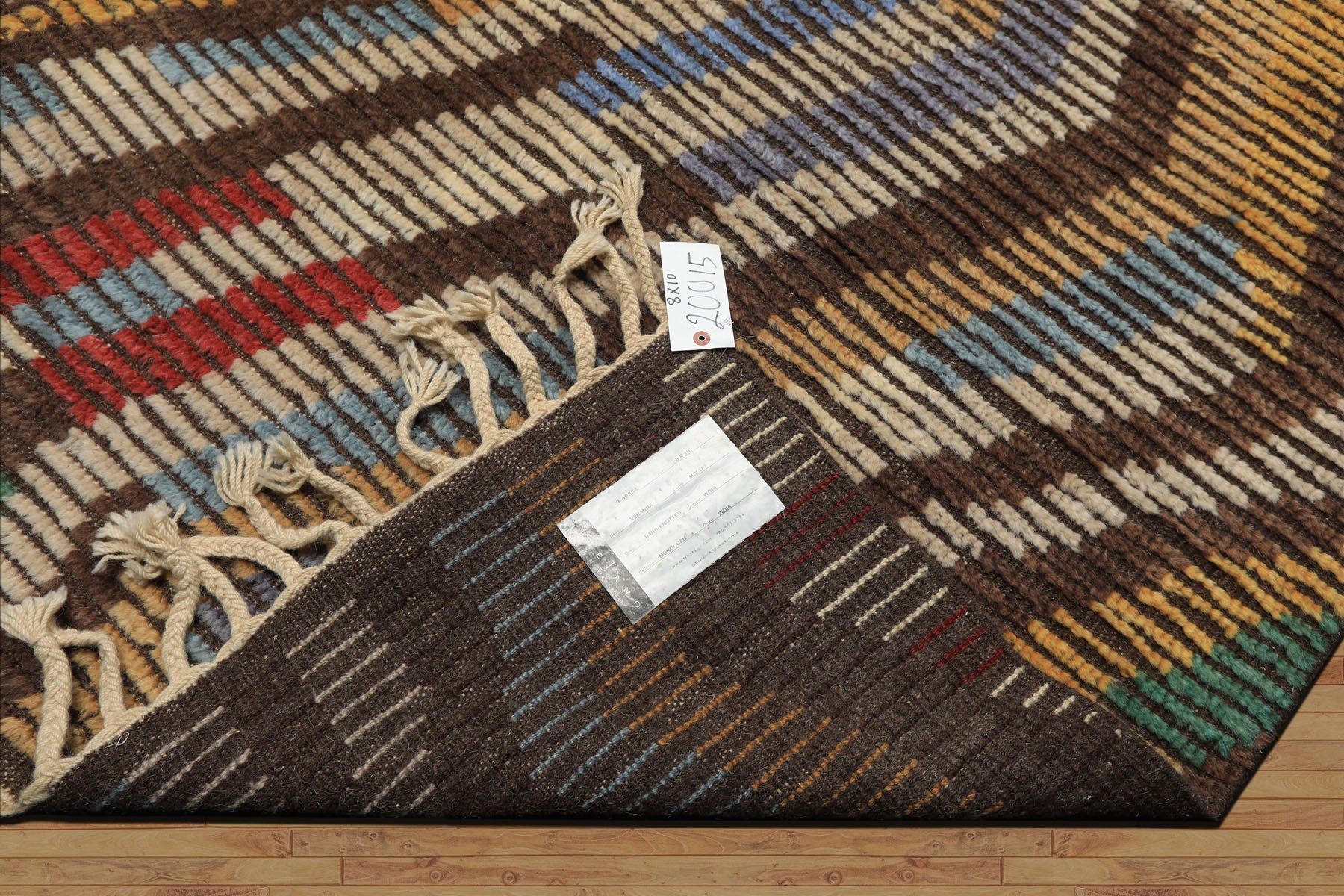 8x10 Ivory, Gold, Brown Color Hand Knotted Moroccan Wool Modern & Contemporary Oriental Rug