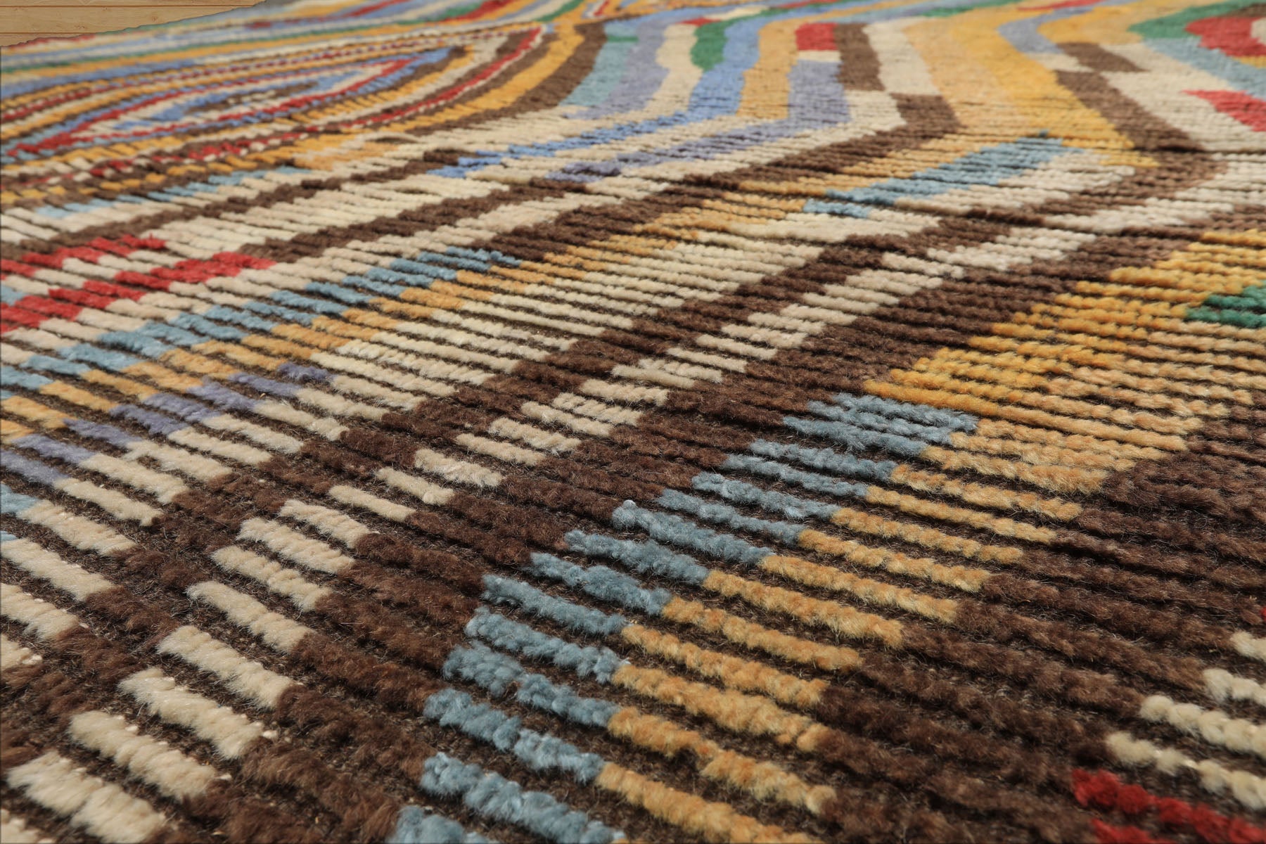 8x10 Ivory, Gold, Brown Color Hand Knotted Moroccan Wool Modern & Contemporary Oriental Rug