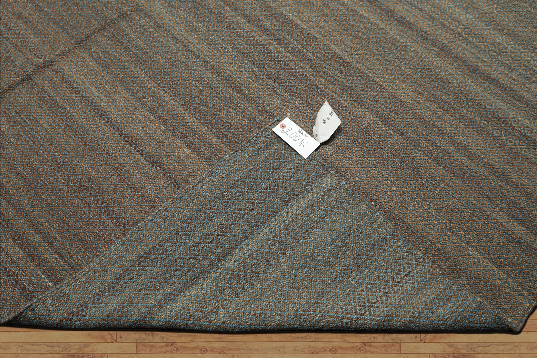 8x10 Teal, Brown, Color Hand Woven Kilim Wool Modern & Contemporary Oriental Rug