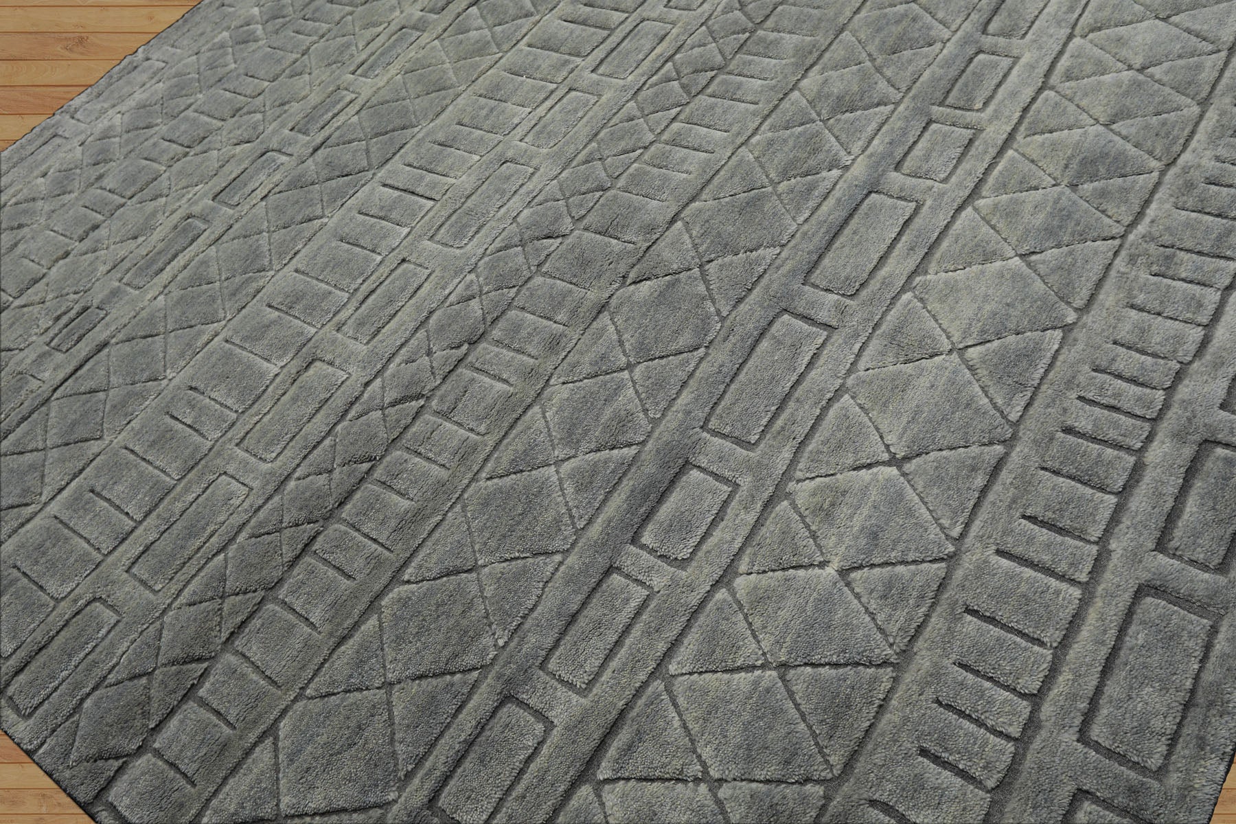 8x10 Tone on Tone Gray, , Color Hand Knotted Tibetan Wool Modern & Contemporary Oriental Rug