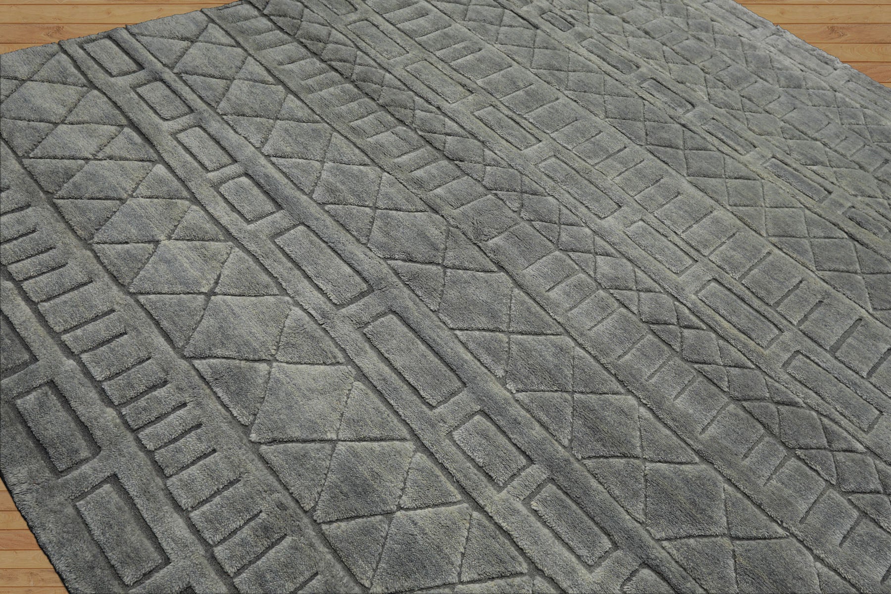 8x10 Tone on Tone Gray, , Color Hand Knotted Tibetan Wool Modern & Contemporary Oriental Rug