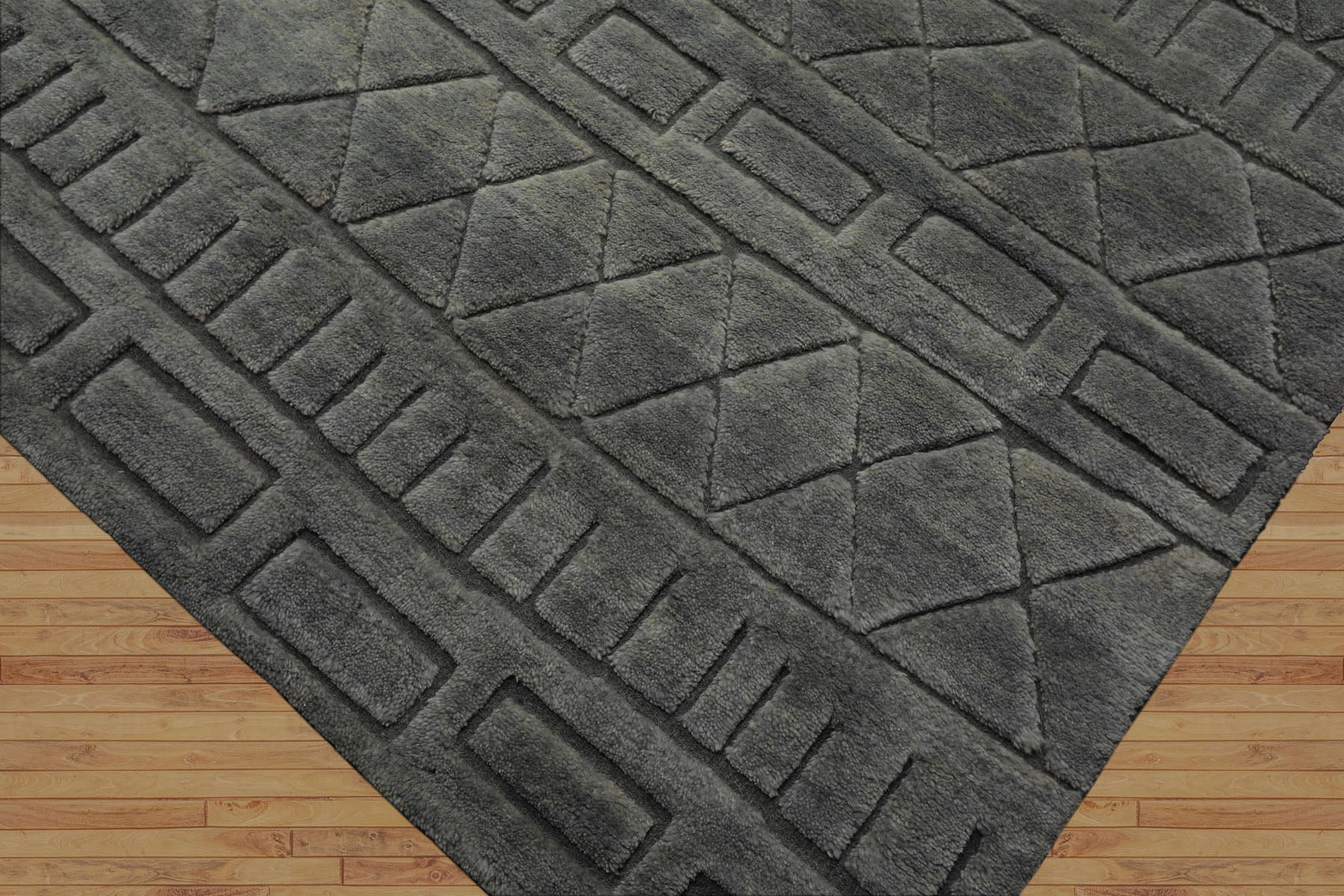 8x10 Tone on Tone Gray, , Color Hand Knotted Tibetan Wool Modern & Contemporary Oriental Rug