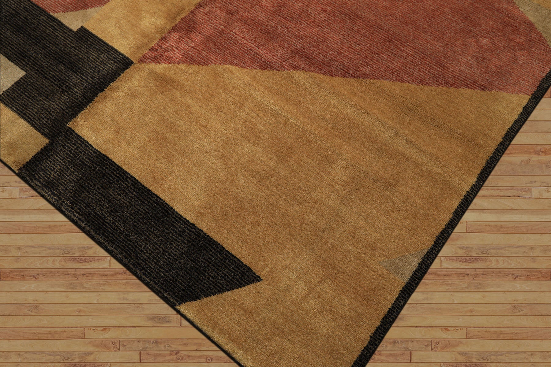 6x9 Rust, Gold, Charcoal Color Hand Knotted Tibetan Wool & Silk Modern & Contemporary Oriental Rug