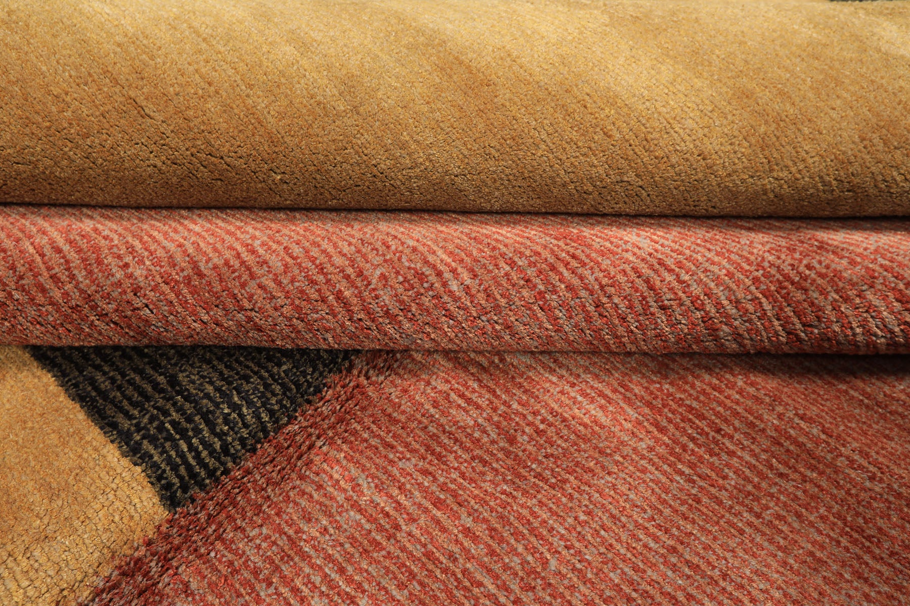 6x9 Rust, Gold, Charcoal Color Hand Knotted Tibetan Wool & Silk Modern & Contemporary Oriental Rug