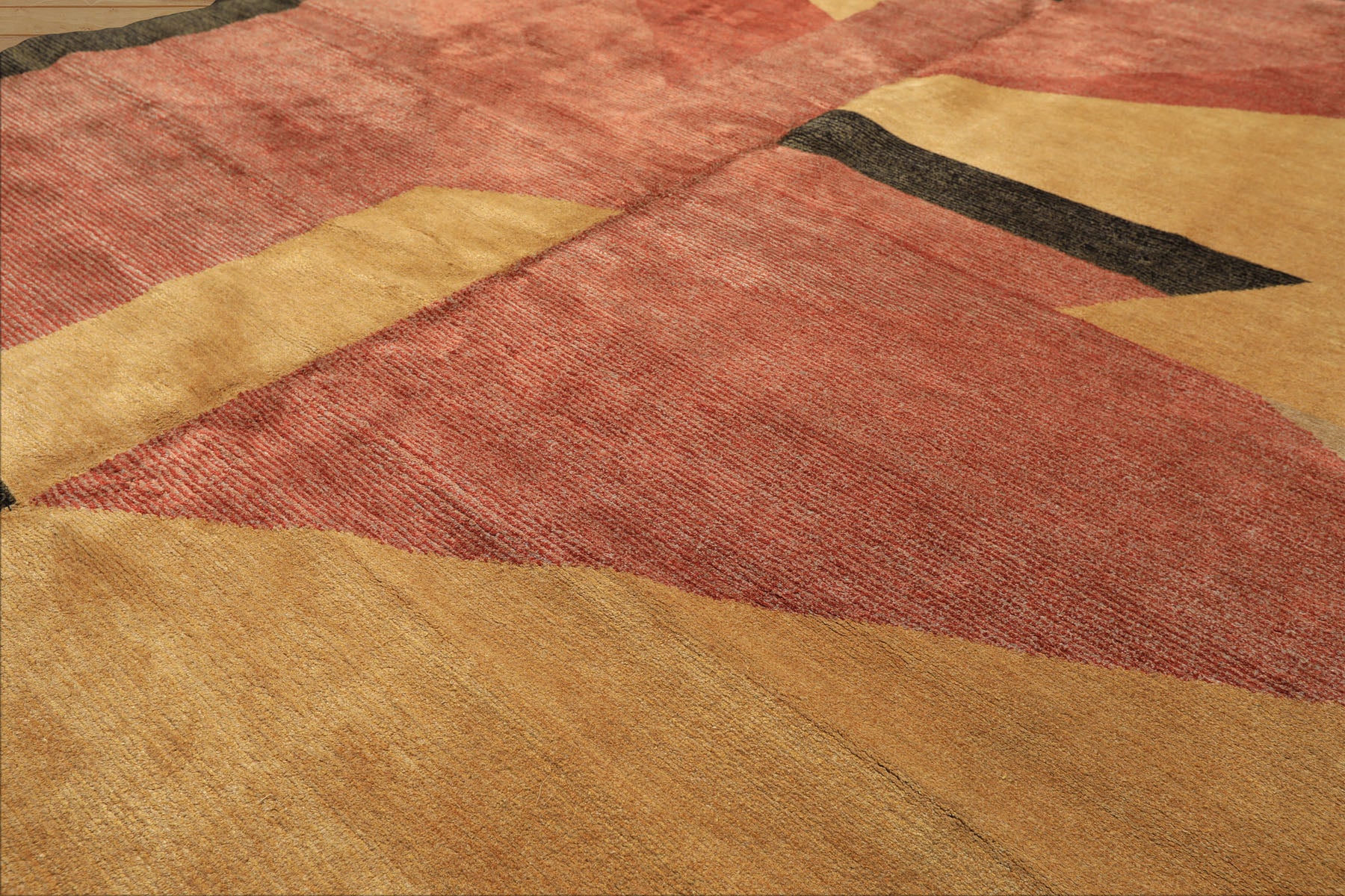 6x9 Rust, Gold, Charcoal Color Hand Knotted Tibetan Wool & Silk Modern & Contemporary Oriental Rug