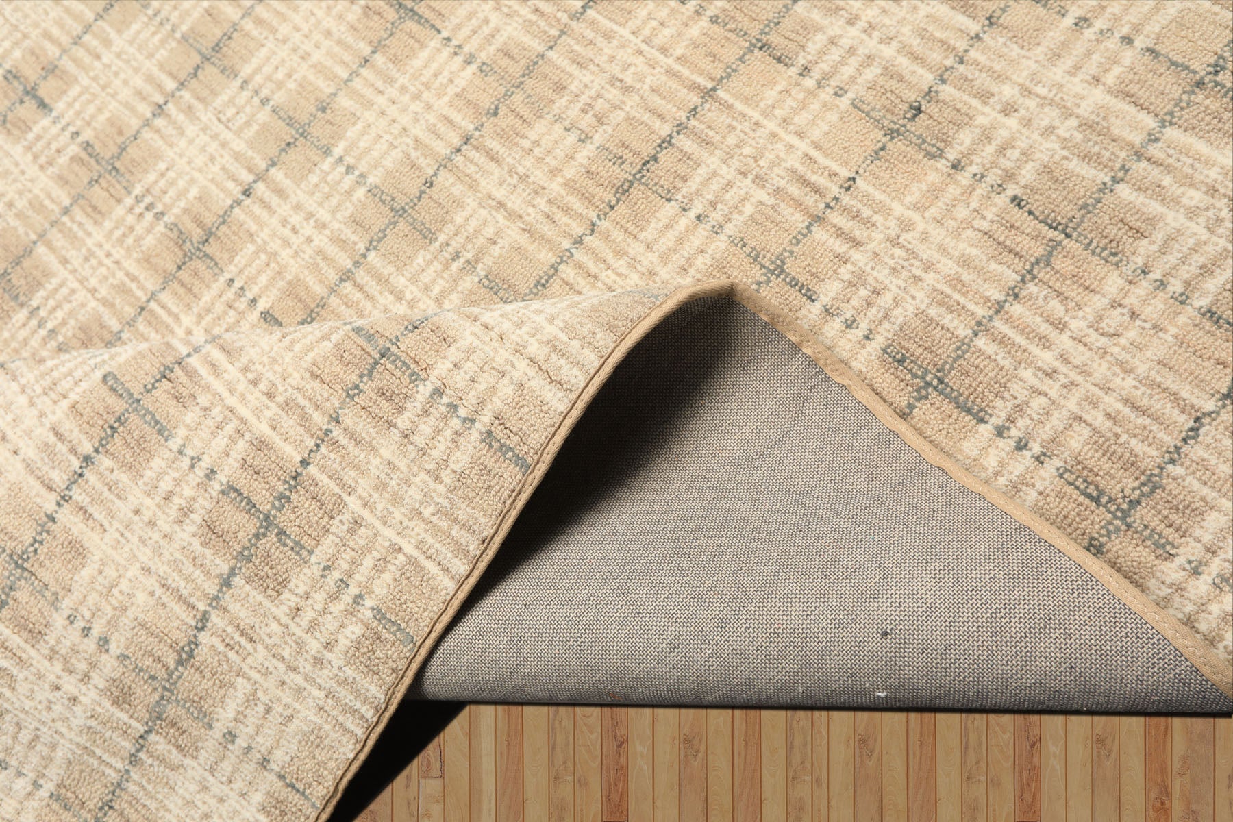 Multi Size Taupe Ivory Teal Color Hand Loomed  Wool Contemporary Oriental Rug
