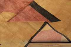 6x9 Rust, Gold, Charcoal Color Hand Knotted Tibetan Wool & Silk Modern & Contemporary Oriental Rug