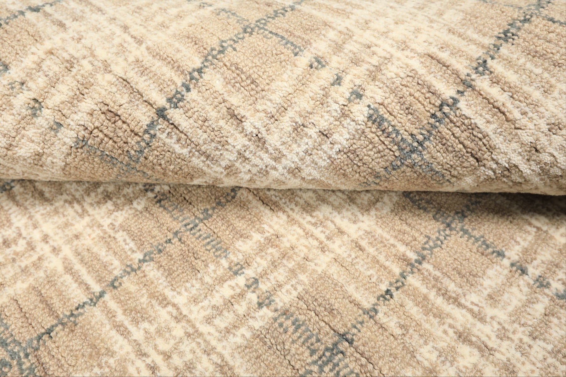 Multi Size Taupe Ivory Teal Color Hand Loomed  Wool Contemporary Oriental Rug