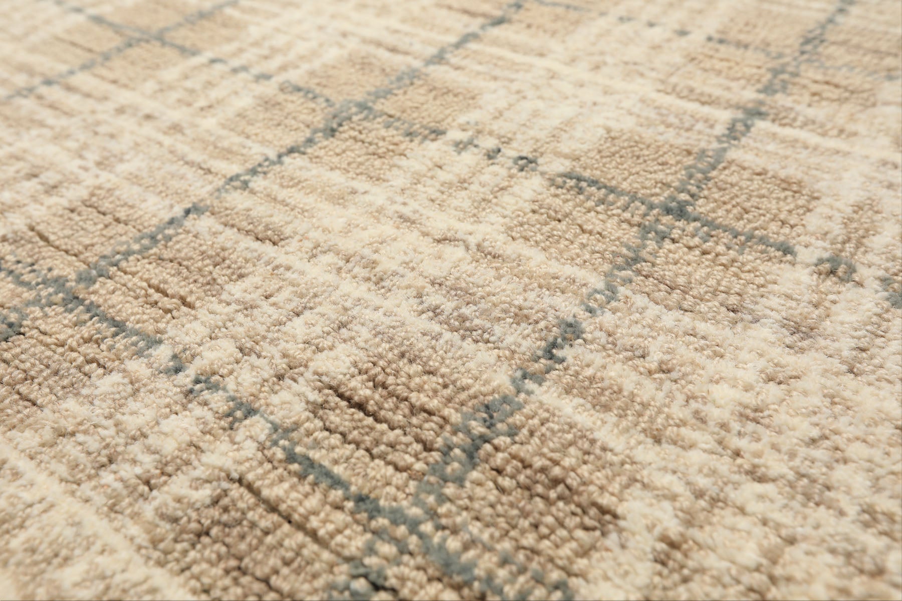 Multi Size Taupe Ivory Teal Color Hand Loomed  Wool Contemporary Oriental Rug