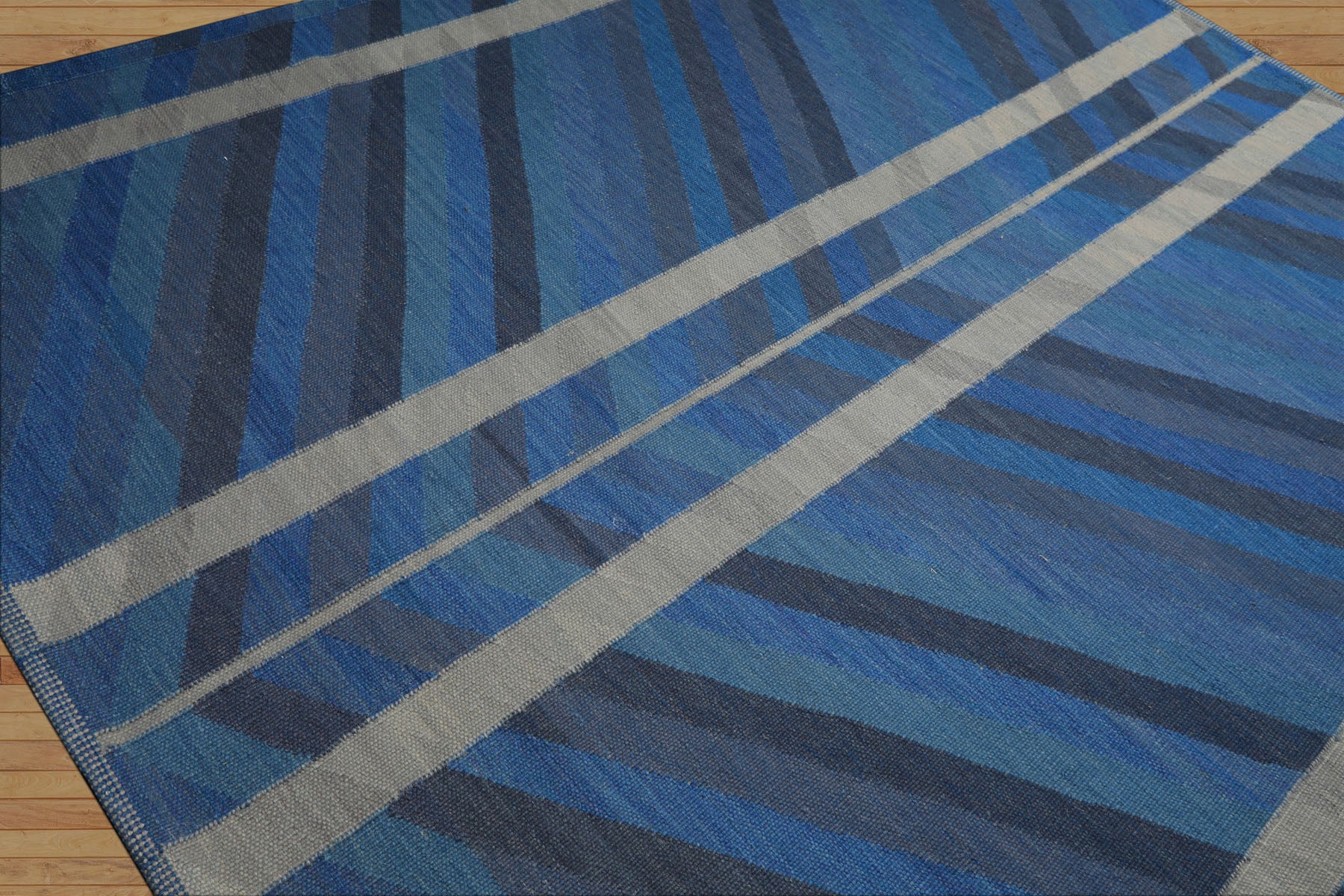 8x10 Blue, Gray, Beige Color Hand Woven Kilim wool Modern & Contemporary Oriental Rug