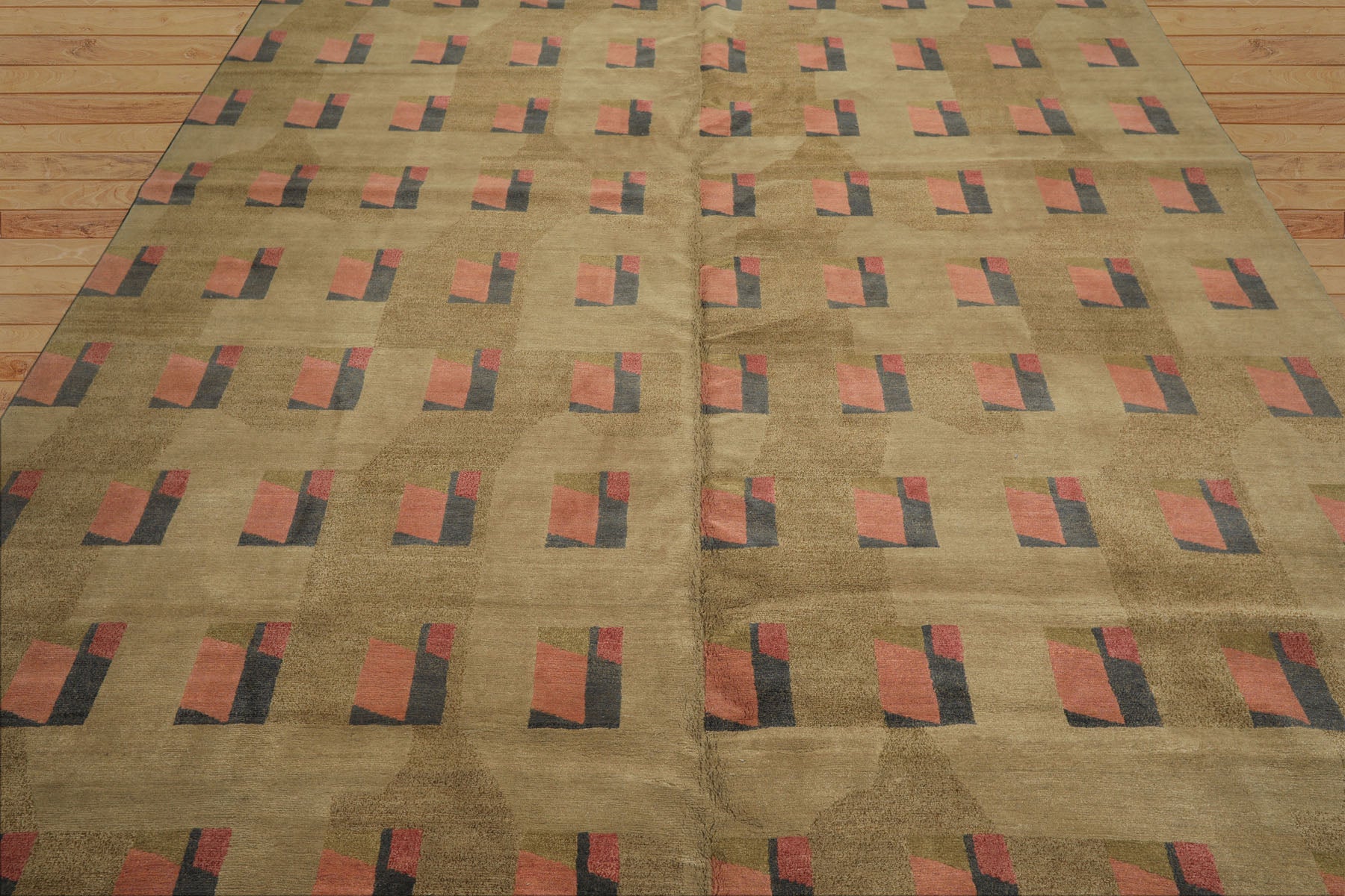 8x10 Moss, Blush, Gray Color Hand Knotted Tibetan Wool & Silk Modern & Contemporary Oriental Rug