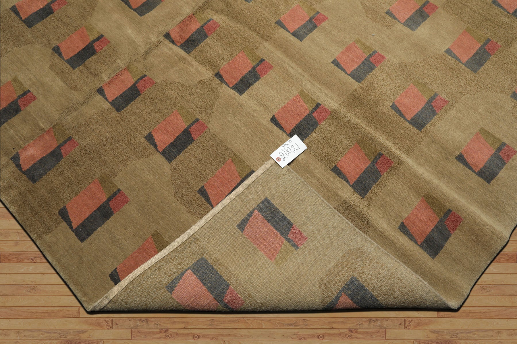 8x10 Moss, Blush, Gray Color Hand Knotted Tibetan Wool & Silk Modern & Contemporary Oriental Rug