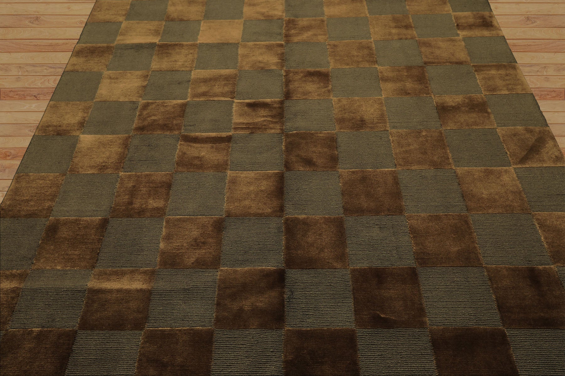 6x9 Olive, Green, Gold Color Hand Knotted Tibetan Wool & Silk Modern & Contemporary Oriental Rug