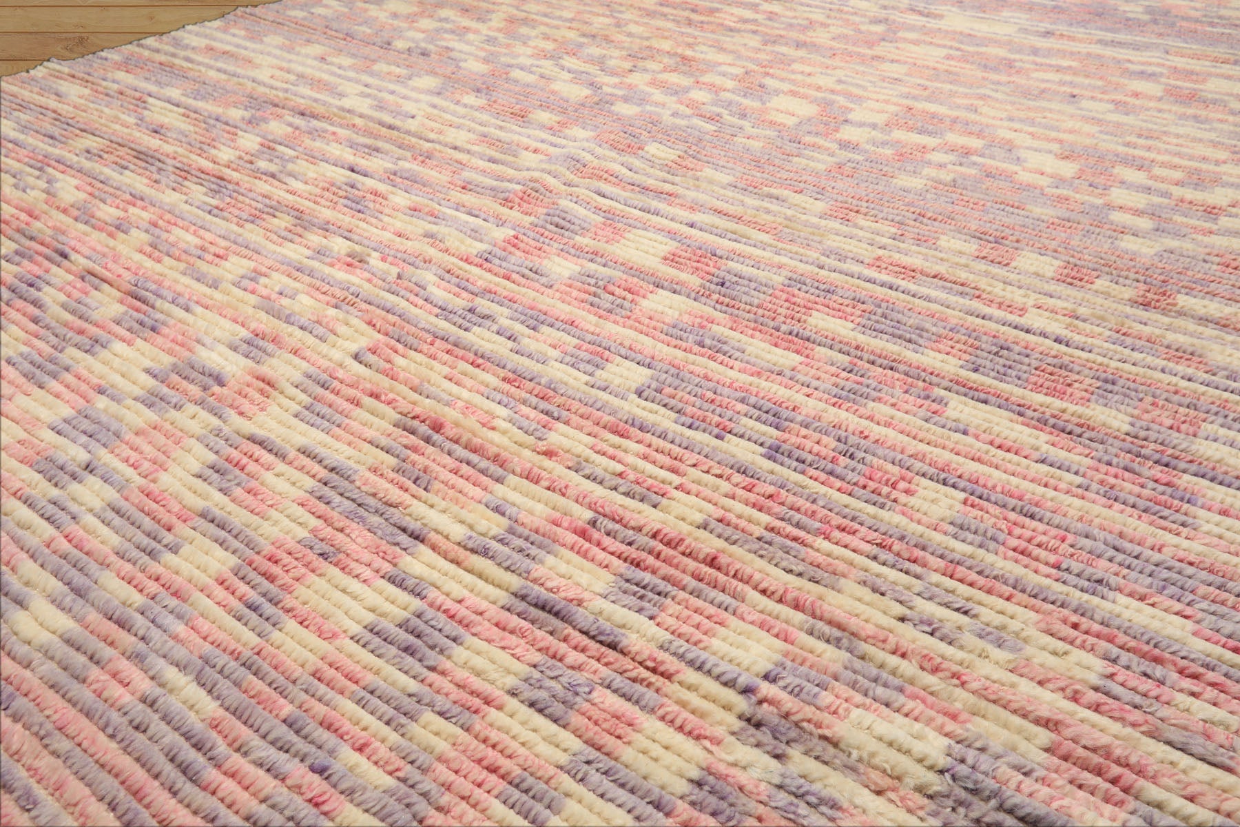 8x10 Ivory, Blush, Lavender Color Hand Knotted Moroccan Wool Modern & Contemporary Oriental Rug