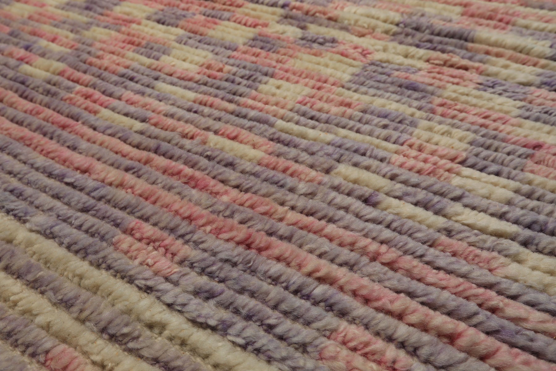 8x10 Ivory, Blush, Lavender Color Hand Knotted Moroccan Wool Modern & Contemporary Oriental Rug