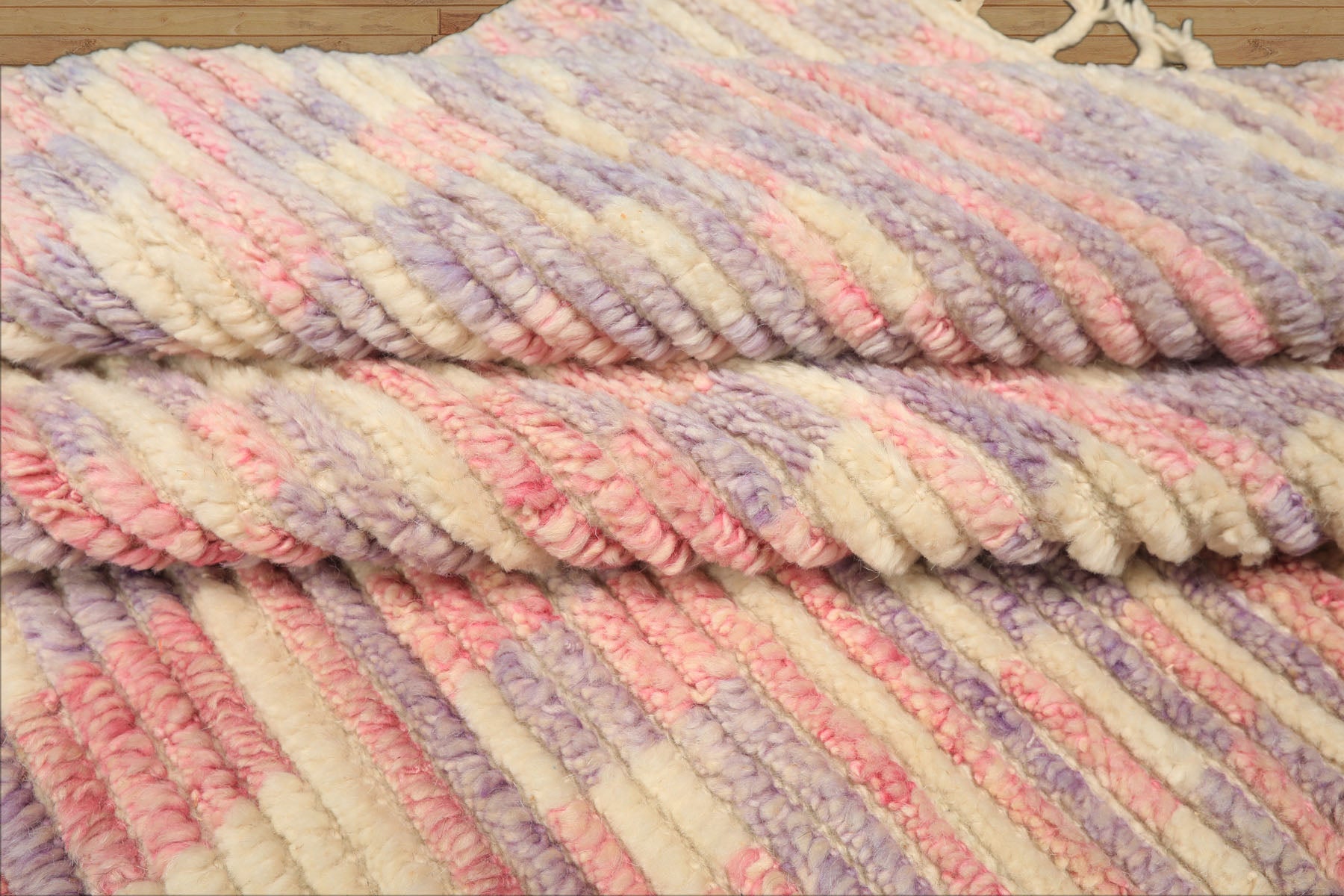 8x10 Ivory, Blush, Lavender Color Hand Knotted Moroccan Wool Modern & Contemporary Oriental Rug