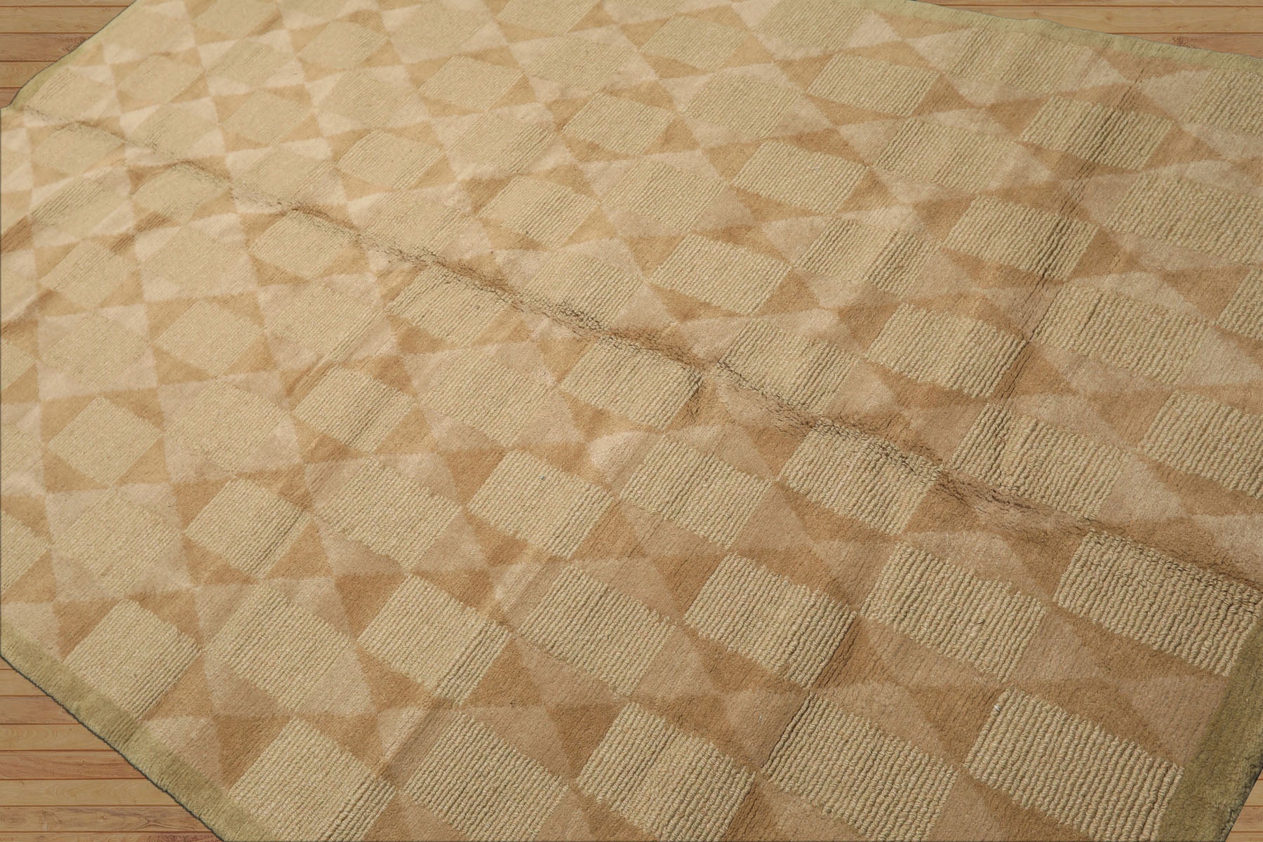 6x9 Moss, Beige, Tan Color Hand Knotted Tibetan Wool Modern & Contemporary Oriental Rug