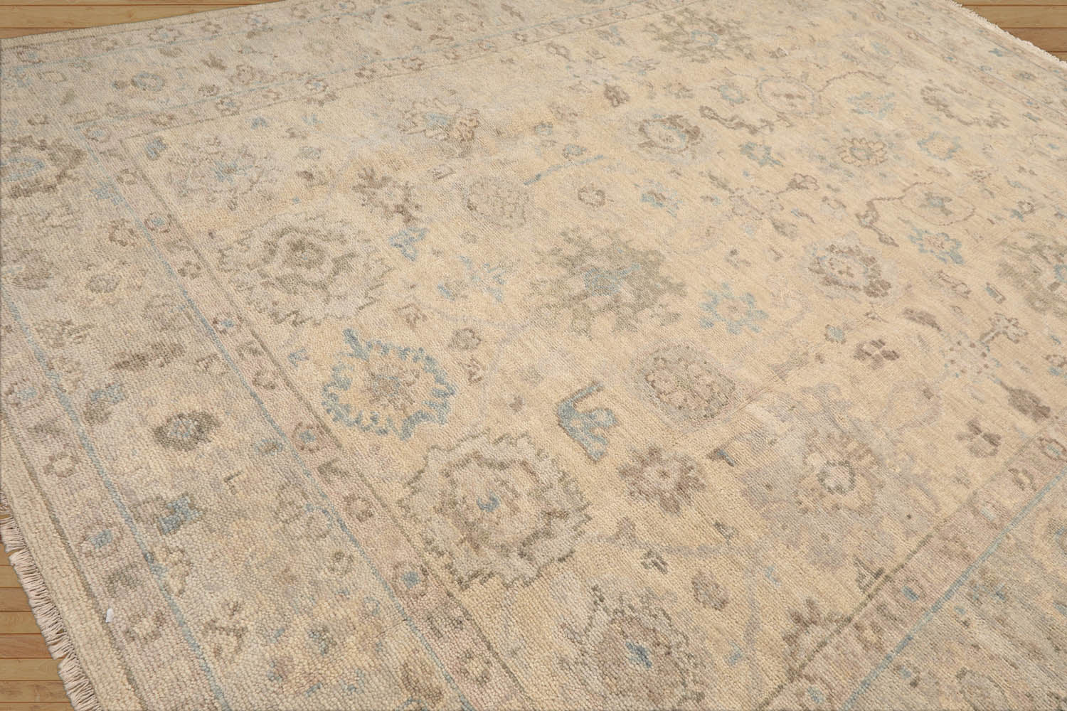 Wojciech Hand Knotted Oriental Area Rug LoomBloom Beige Oushak Wool 8'11''x11'10''