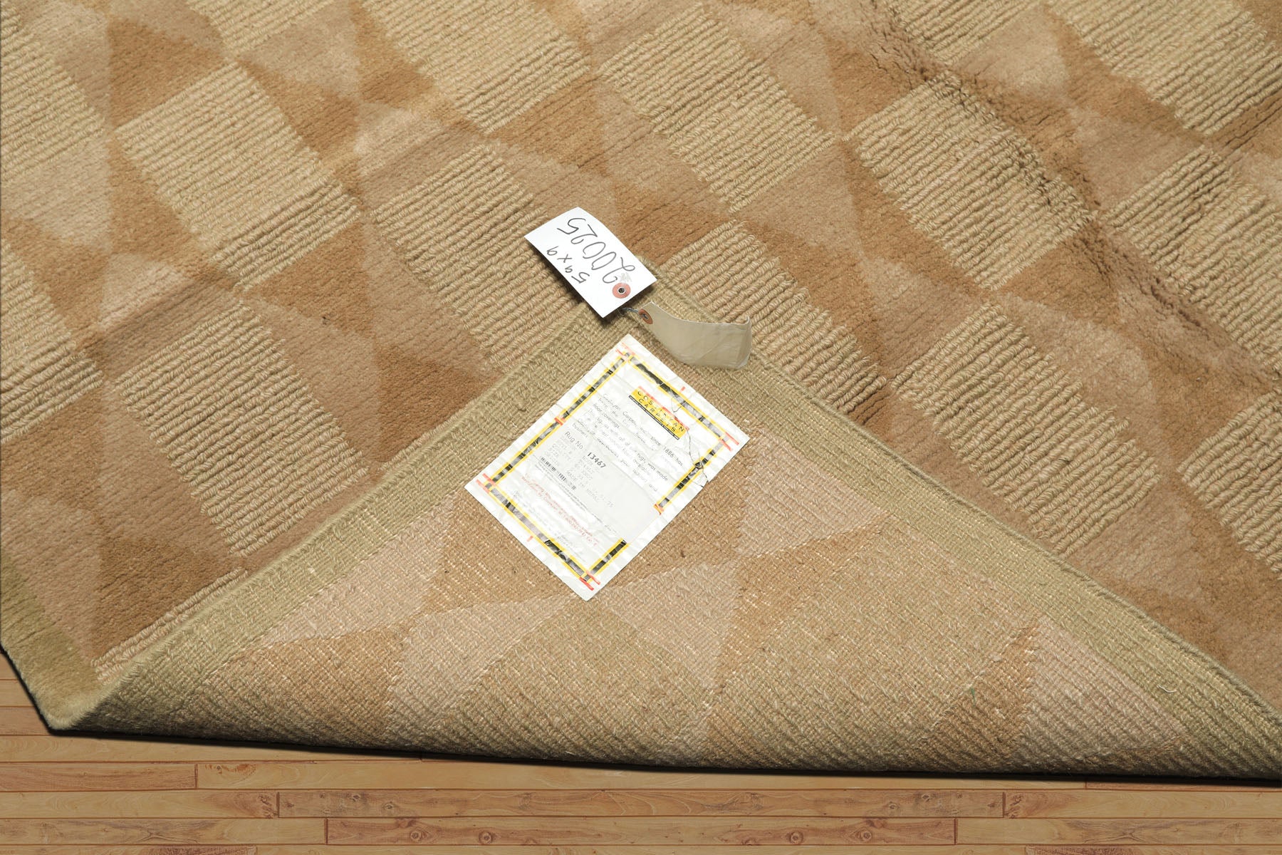 6x9 Moss, Beige, Tan Color Hand Knotted Tibetan Wool Modern & Contemporary Oriental Rug