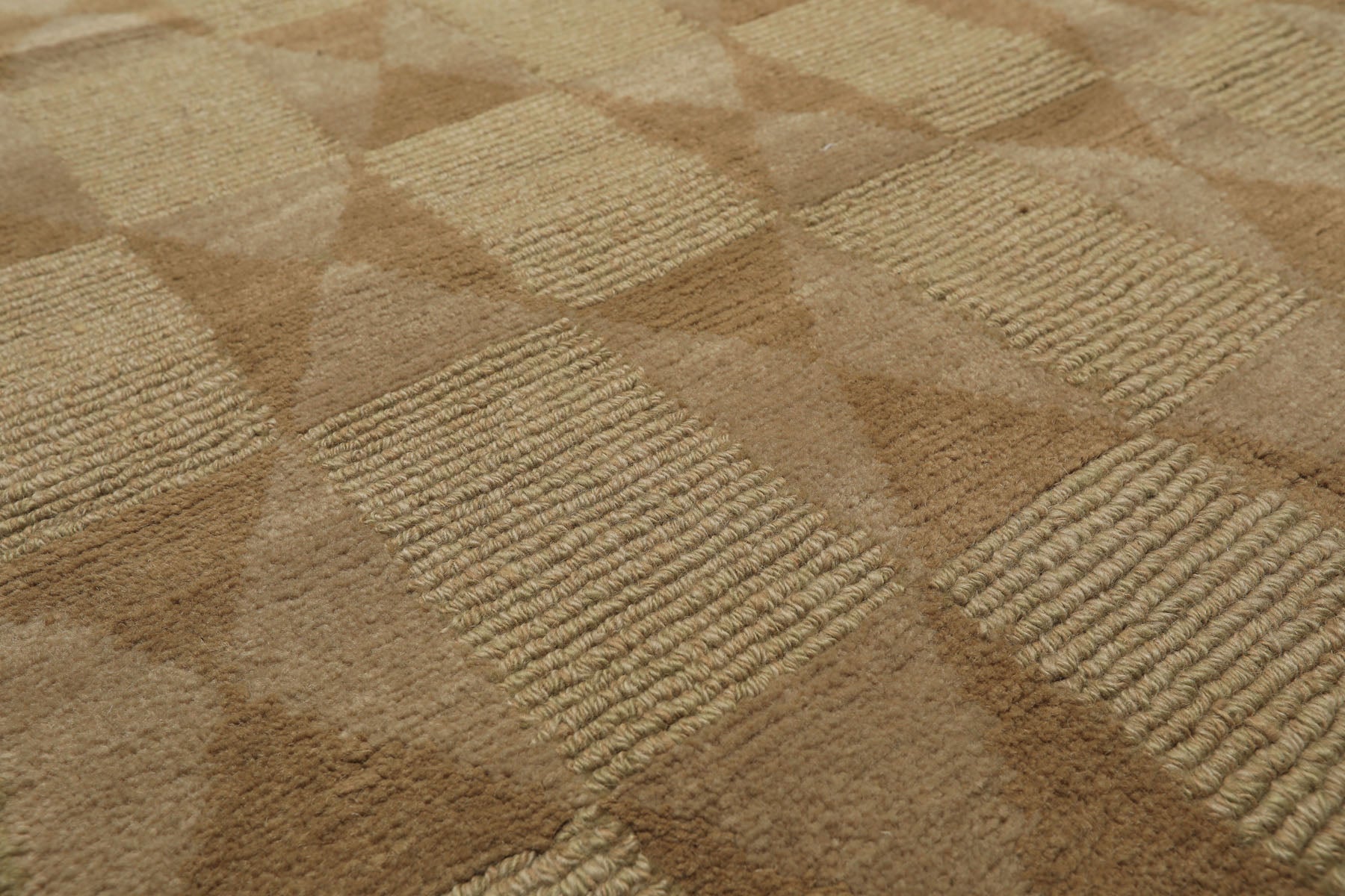 6x9 Moss, Beige, Tan Color Hand Knotted Tibetan Wool Modern & Contemporary Oriental Rug