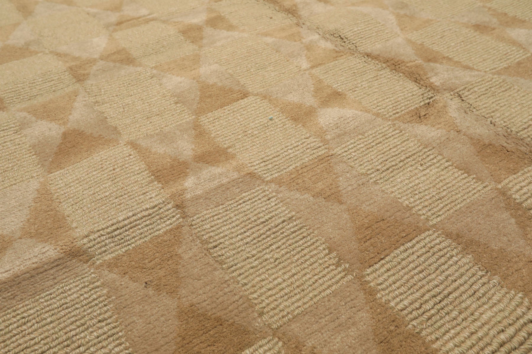 6x9 Moss, Beige, Tan Color Hand Knotted Tibetan Wool Modern & Contemporary Oriental Rug