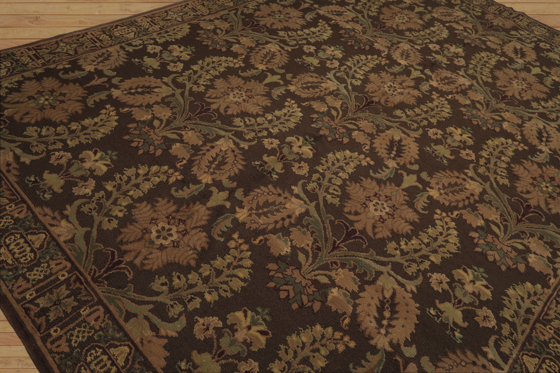 9x12 Brown, Tan, Sage Color Hand Knotted French Aubusson Savonnerie Wool Traditional Oriental Rug