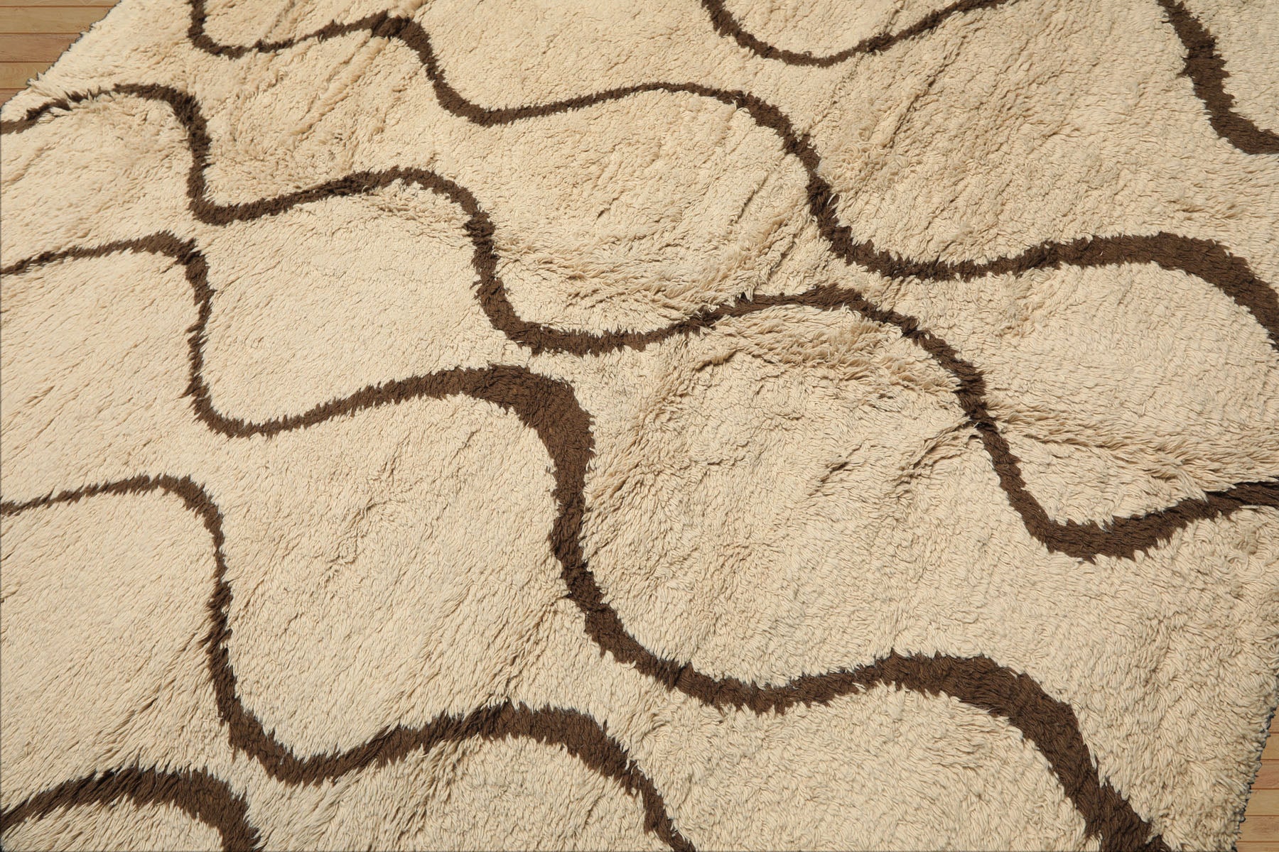 8x10 Ivory, Green, Coral Color Hand Knotted Moroccan Wool Modern & Contemporary Oriental Rug