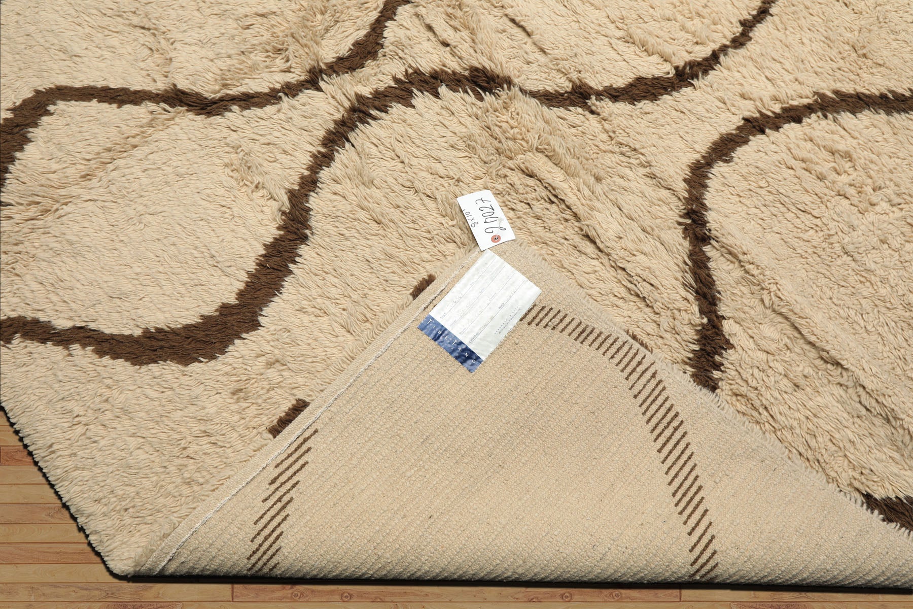 8x10 Ivory, Green, Coral Color Hand Knotted Moroccan Wool Modern & Contemporary Oriental Rug