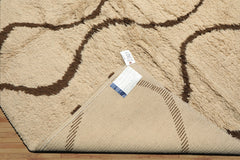 8x10 Ivory, Green, Coral Color Hand Knotted Moroccan Wool Modern & Contemporary Oriental Rug