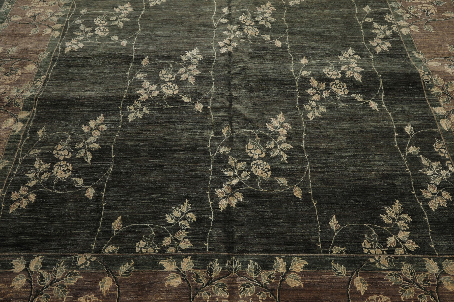 9x12 Celadon, Taupe, Ivory Color Hand Knotted Peshawar Wool Transitional Oriental Rug