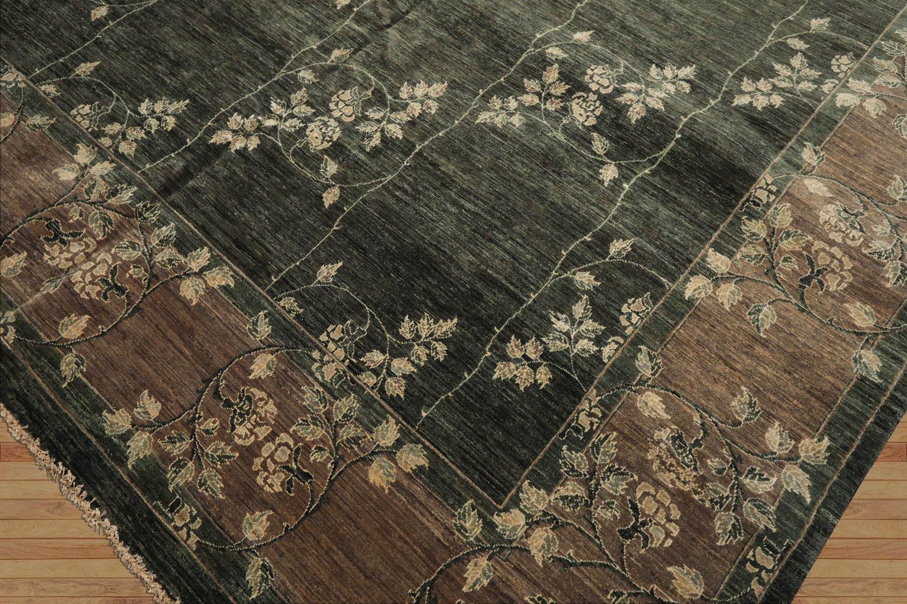 9x12 Celadon, Taupe, Ivory Color Hand Knotted Peshawar Wool Transitional Oriental Rug