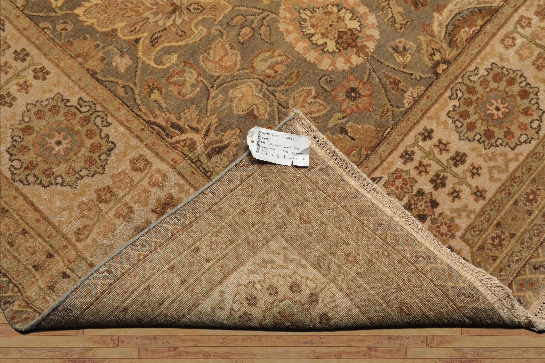 8x10 Gray, Beige, Gold Color Hand Knotted Agra Wool Traditional Oriental Rug