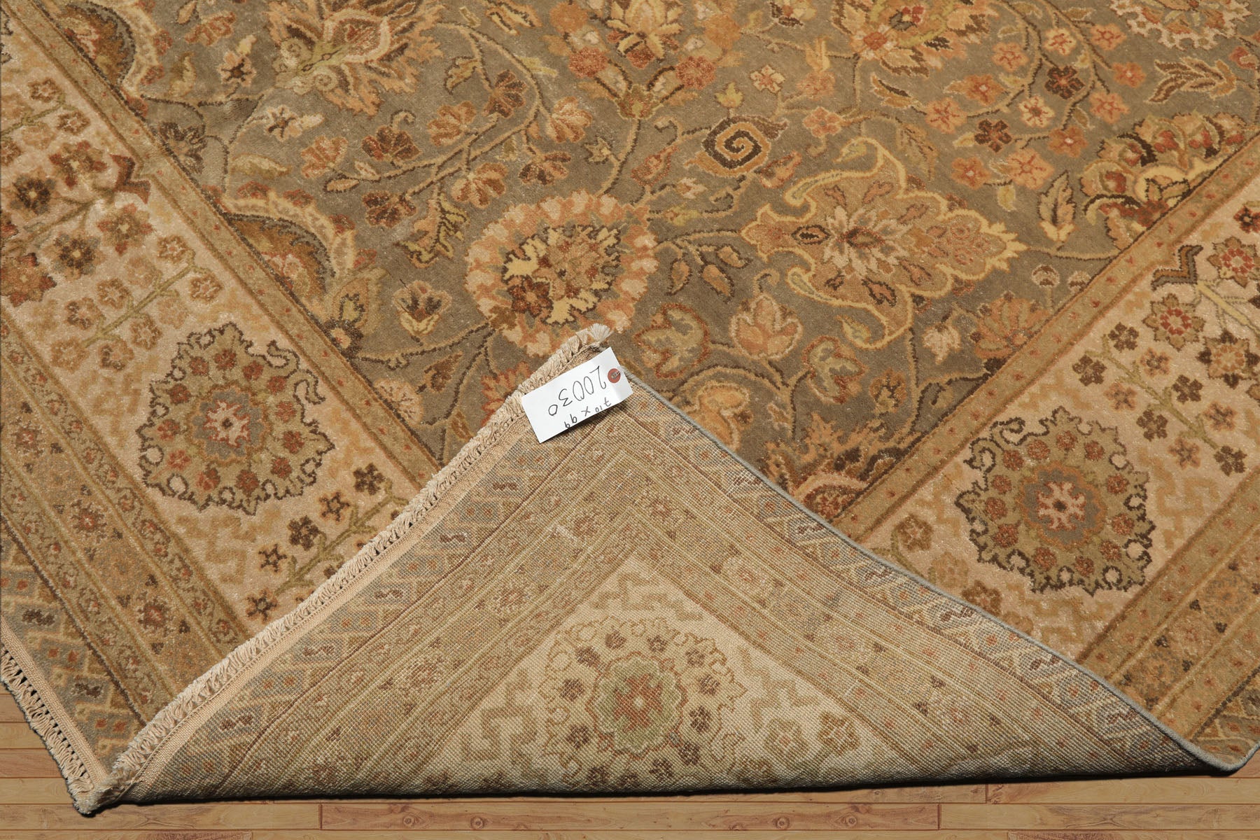 8x10 Gray, Beige, Gold Color Hand Knotted Agra Wool Traditional Oriental Rug