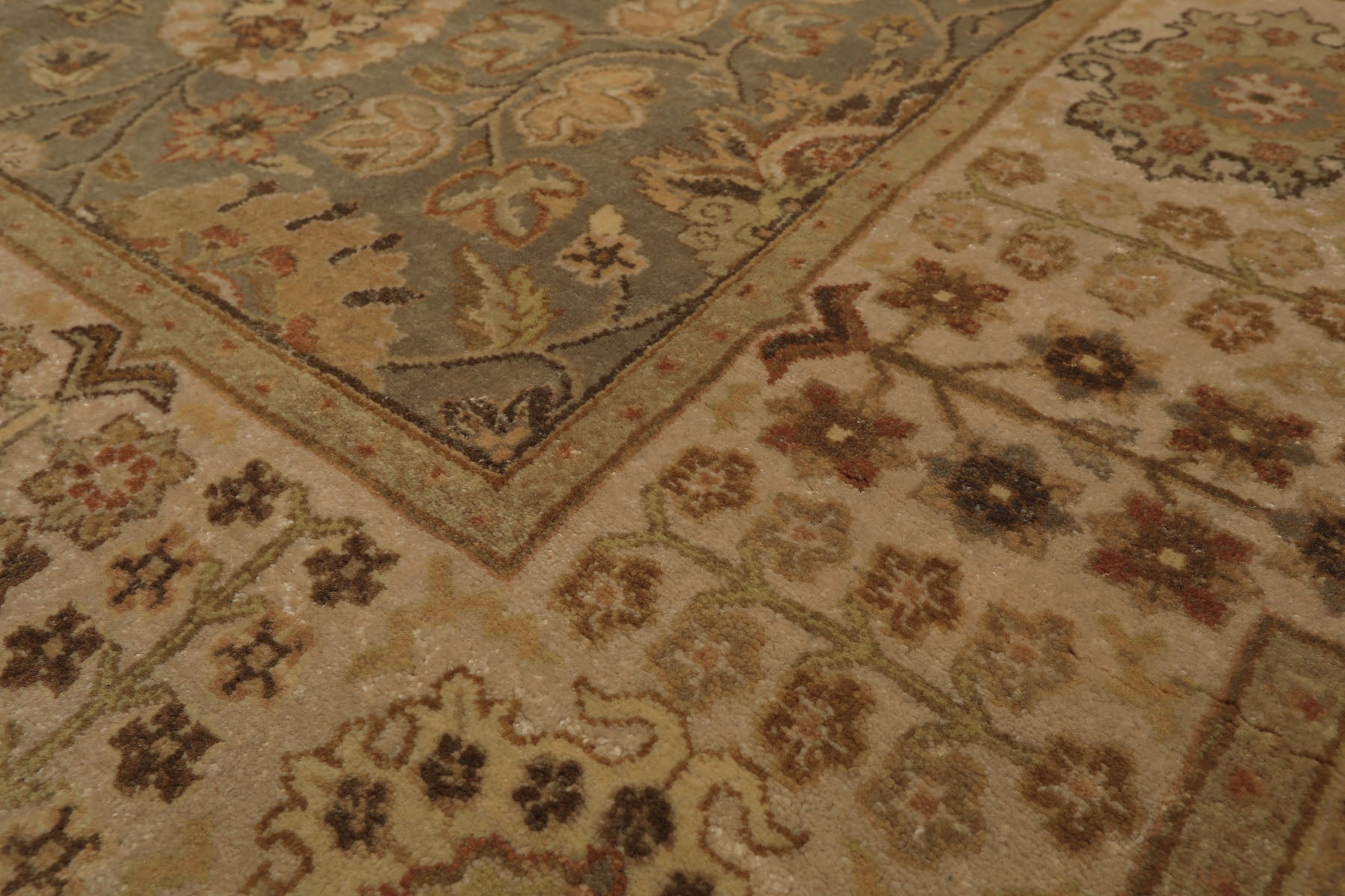 8x10 Gray, Beige, Gold Color Hand Knotted Agra Wool Traditional Oriental Rug