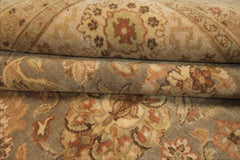 8x10 Gray, Beige, Gold Color Hand Knotted Agra Wool Traditional Oriental Rug