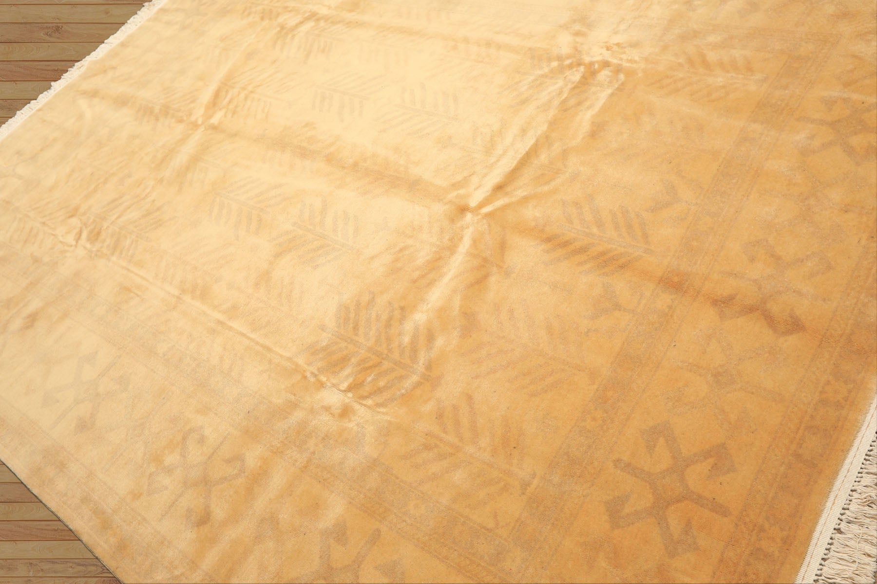 8x10 Tan, Beige, Gray Color Hand Knotted Oushak New Zealand Wool Transitional Oriental Rug