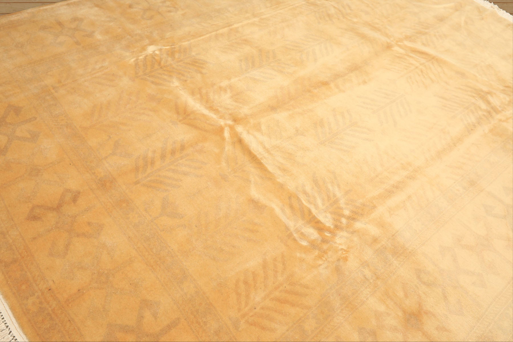 8x10 Tan, Beige, Gray Color Hand Knotted Oushak New Zealand Wool Transitional Oriental Rug