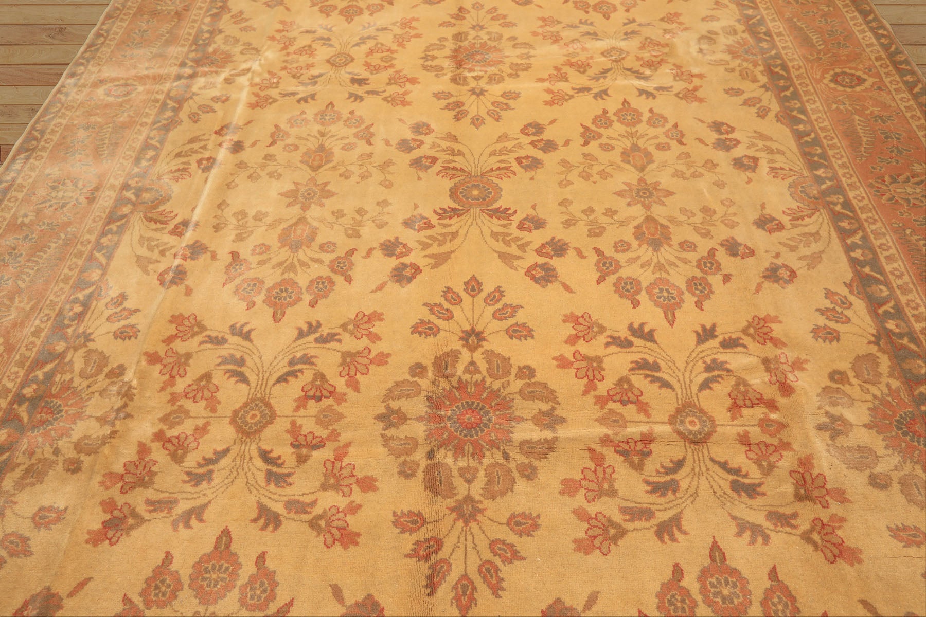 9x12 Beige, Blush, Gray Color Hand Knotted Oushak Wool Traditional Oriental Rug