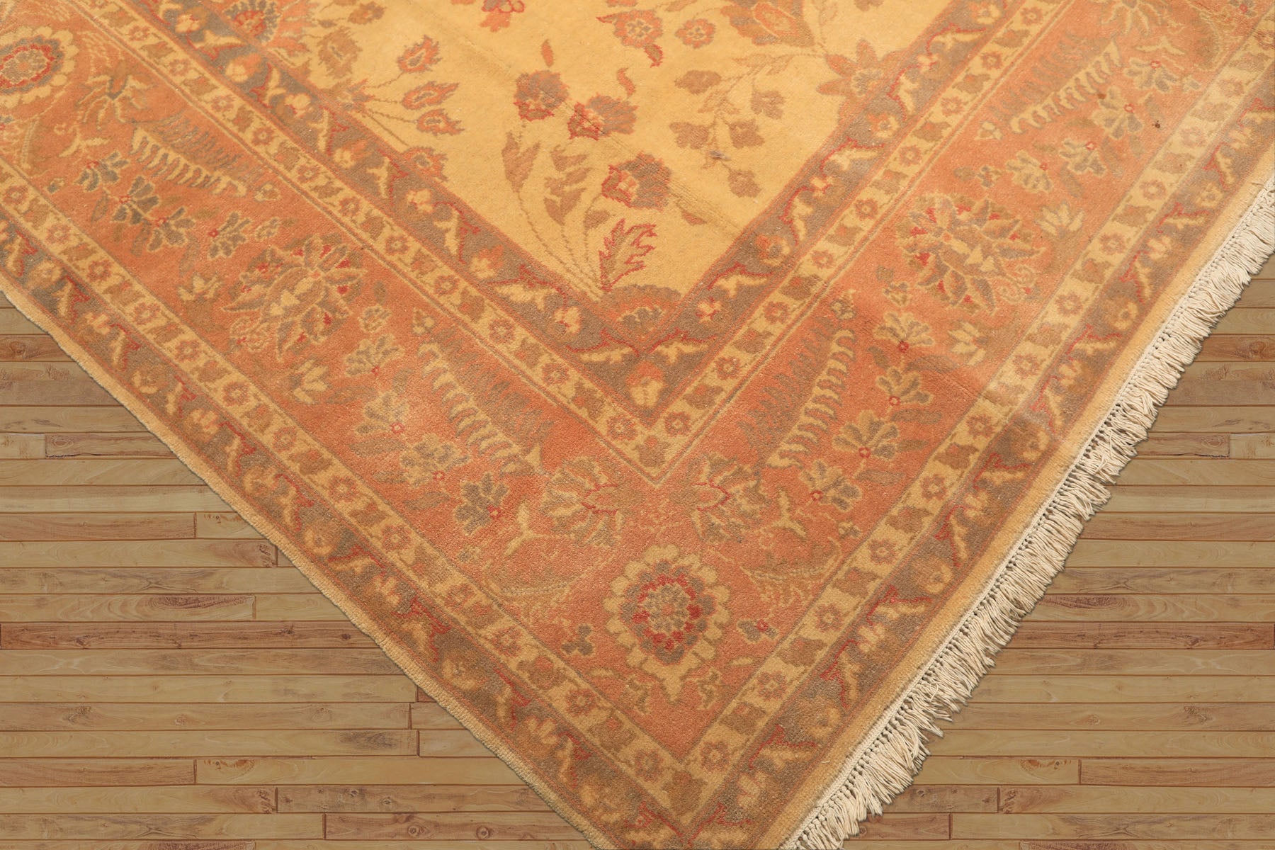 9x12 Beige, Blush, Gray Color Hand Knotted Oushak Wool Traditional Oriental Rug