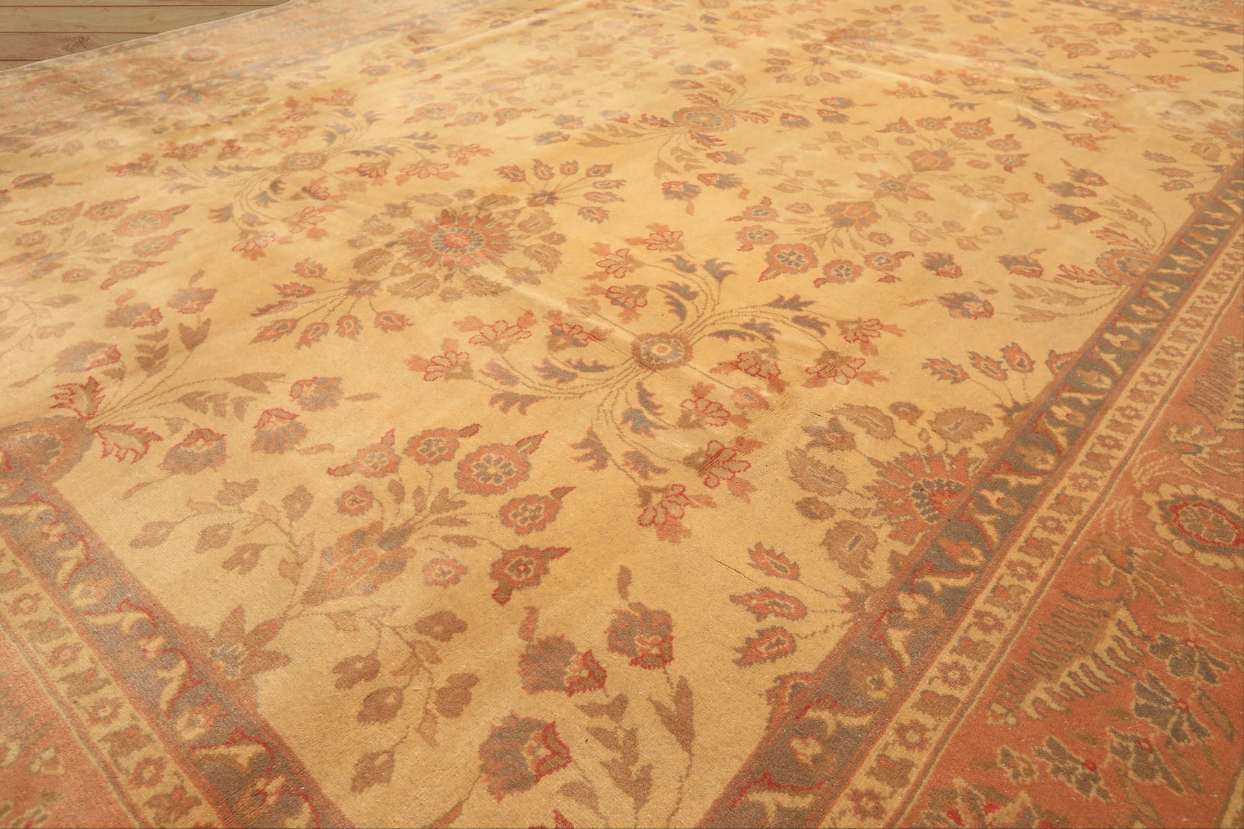 9x12 Beige, Blush, Gray Color Hand Knotted Oushak Wool Traditional Oriental Rug